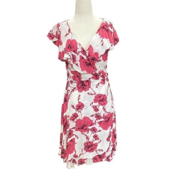 Free People Ruffle Wrap Floral Print Mini Flutter V-neck Dress Size XS - Picture 3 of 13